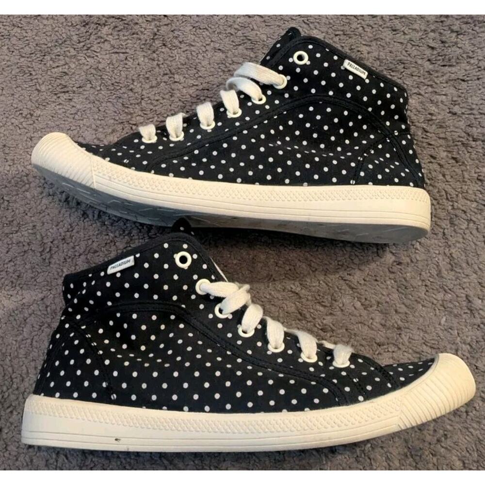 Palladium Flex Lace Mid Polka Dot Shoes Black / Antique Women's Size 9.5